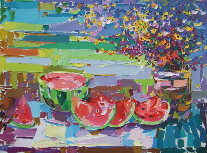 Арбузы 121х90см. Холст, масло.  2007
