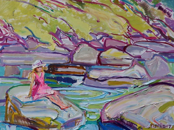 Girl And The River. 60х80cm.Oil on canvas. 2016