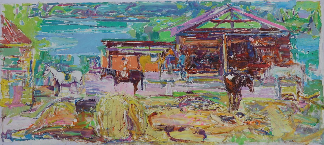 Stables On Vityaz' Bay. 46х110cm.Oil on canvas. 2016