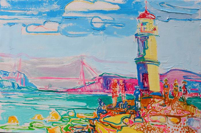 Lighthouse. Etude n.3.61х89cm. Oil on canvas. 2016