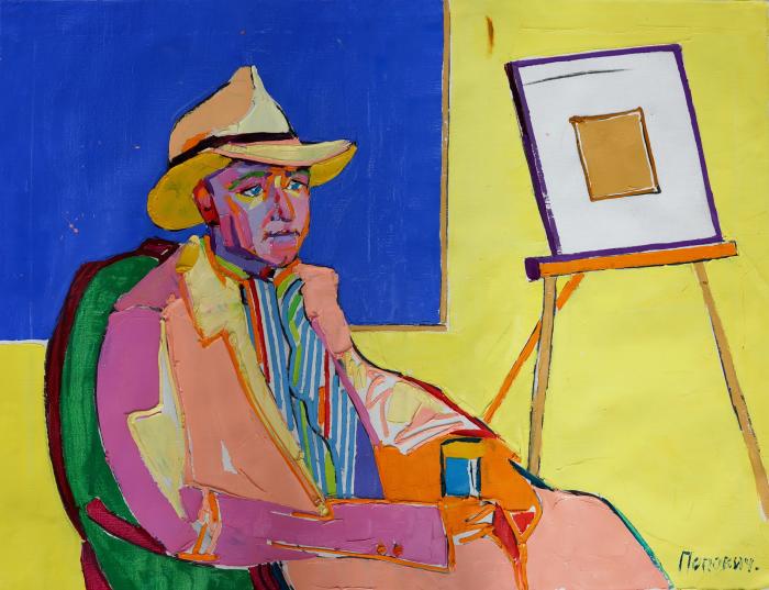 Portrait of art critic Peter Navitski. 98х130cm. Oil on canvas. 2013