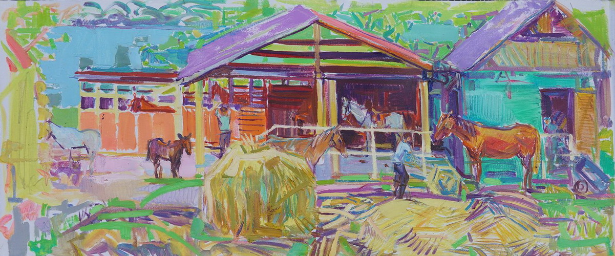 Stables. 39х92cm. Oil on canvas. 2016